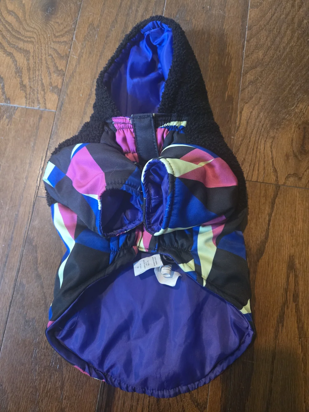 Colorful Geometric Hooded Dog Coat - Small